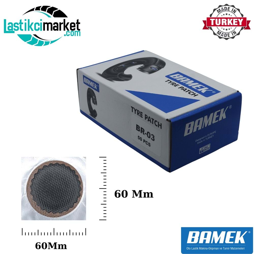 Br 3 Bamek İç Lastik Yaması Q(60)Mm. Kutu İçi Adet (50)
