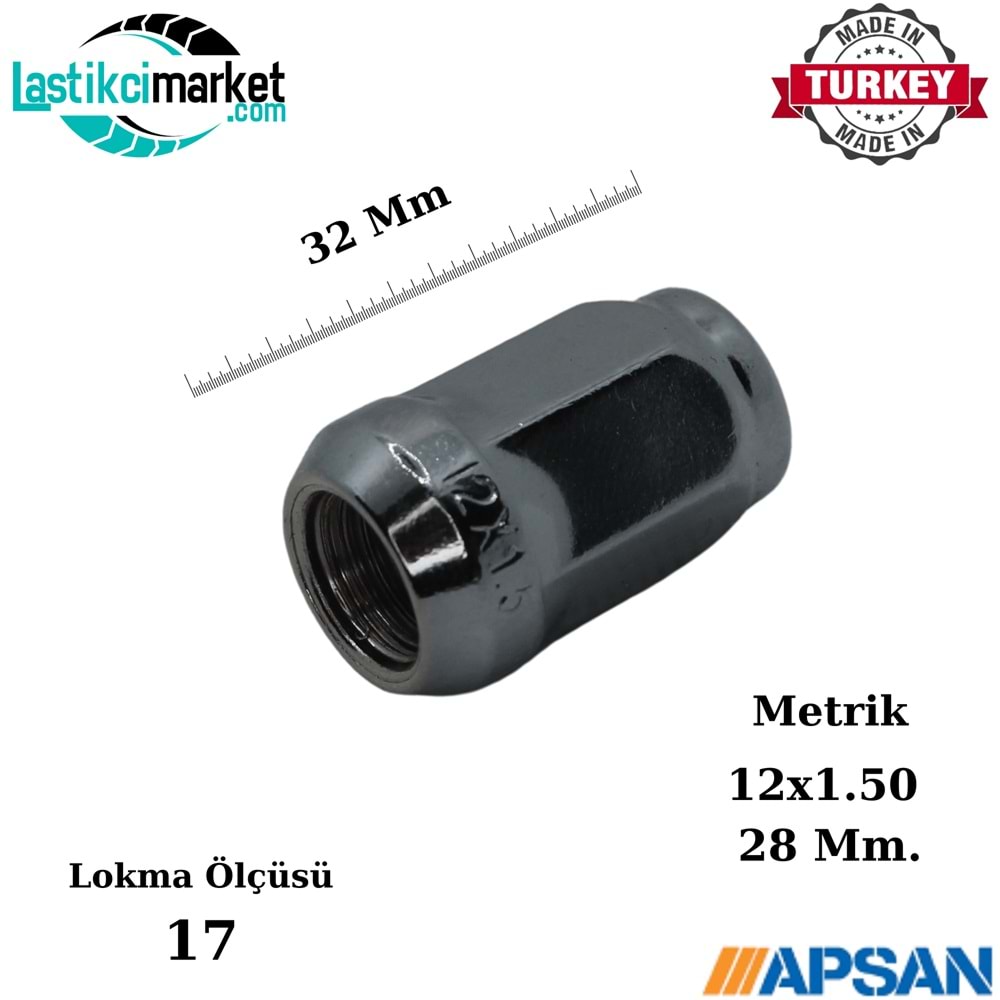 M 12x1.50 17 AA Çelik Jant Somun