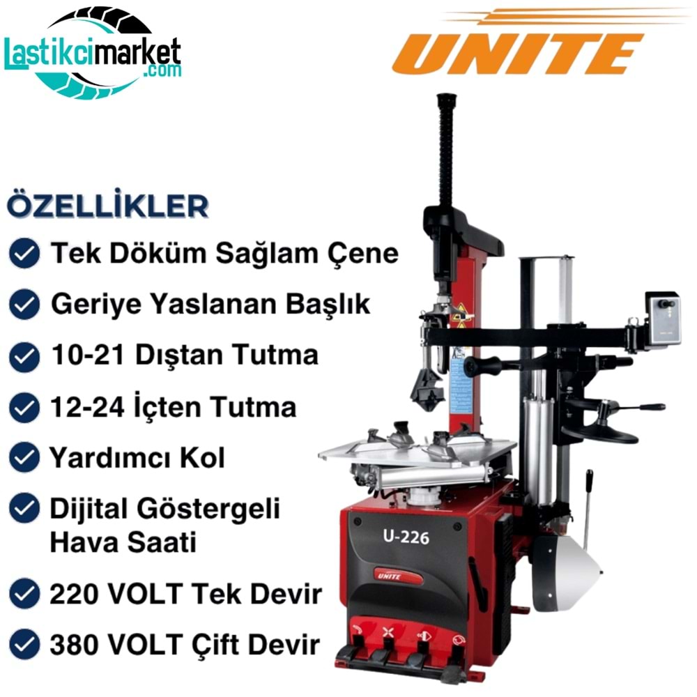 Unite U-226 Yardımcı Kollu Çift Devirli Lastik Sökme Takma Makinesi