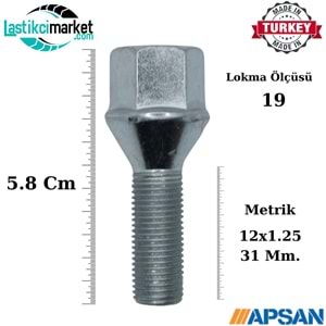 M12X1.25 X 31 Mm. 19 A.A Tofaş Bijon Saplama