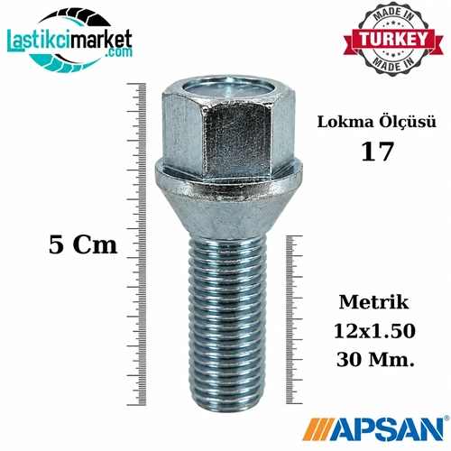 M12X1.50 17-AA 30 Mm Bijon Saplama Reno-Opel-Bmw