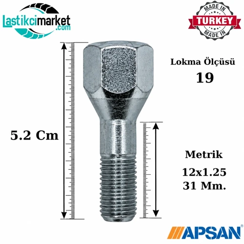 M12X1.25 X 31 Mm. 19 A.A Orjinal Tofaş Bijon Saplama