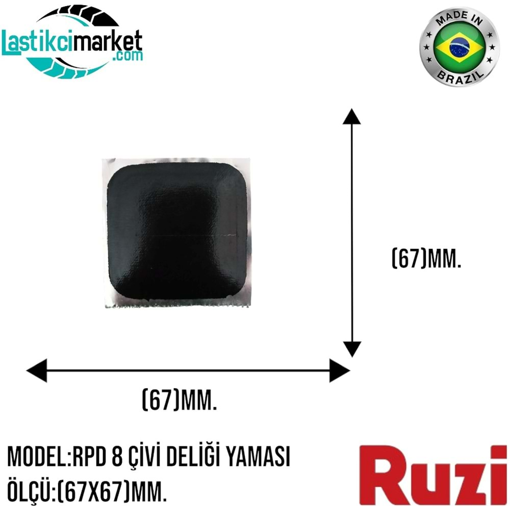 Rpd 8 Ruzi Çivi Deliği Yaması (67x67)Mm. Paket İçi Adet (50)